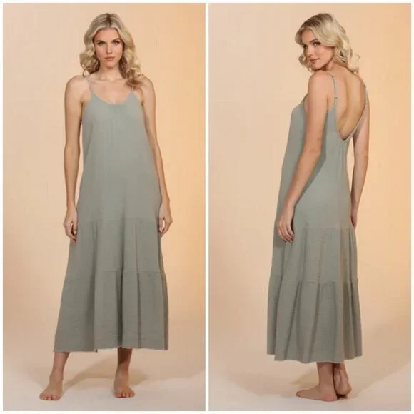 💕FRESH LAUNDRY💕 Gauze Flowy Dress ~ 100% Cotton Light Gray Small S NWOT - Picture 8 of 12